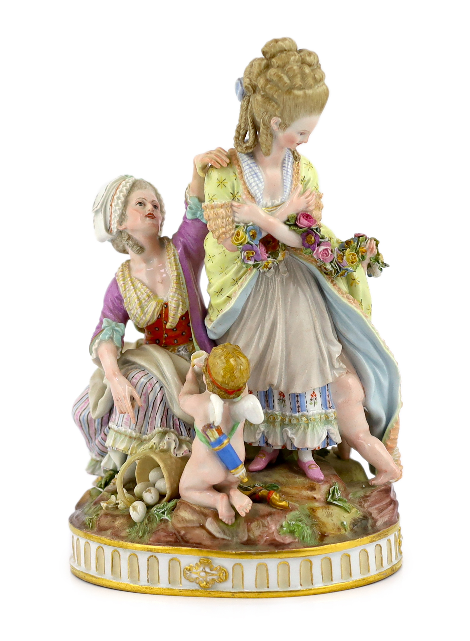 A Meissen group ‘The Broken Eggs’, late 19th century, after Acier